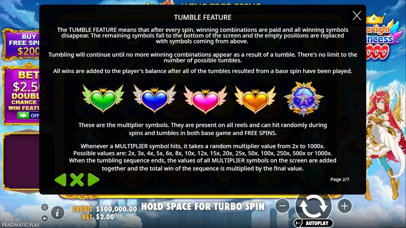 Tumble feature and multiplier symbols